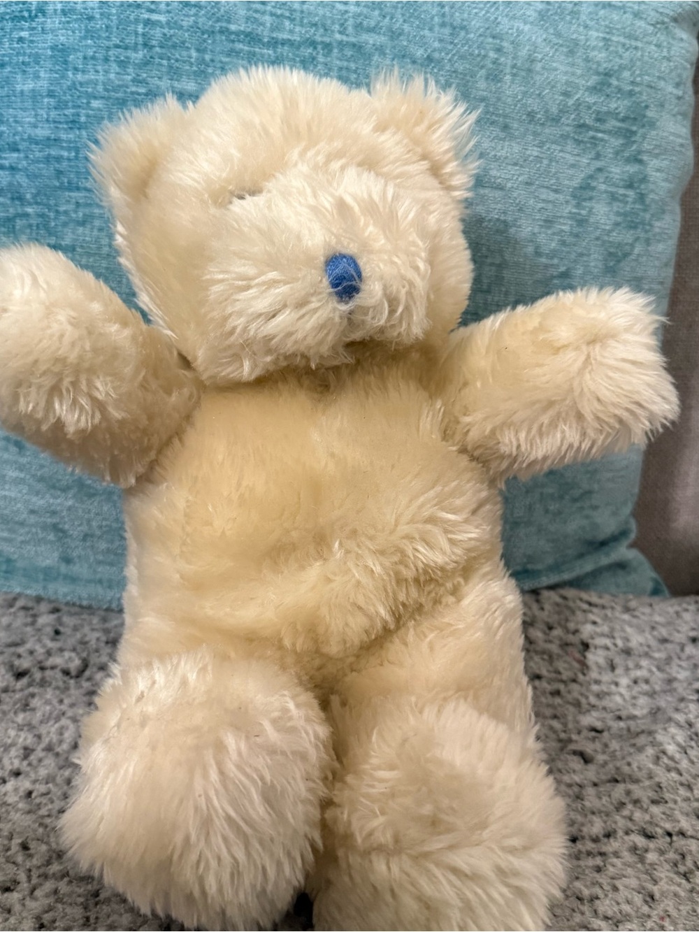 Cream Plush Teddy Bear with Blue Nose - Soft Kids Stuffed Animal
